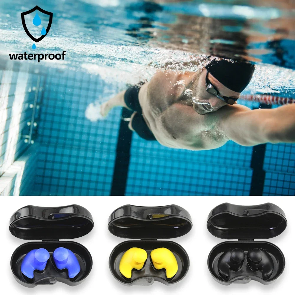 

1Pair Waterproof Swimming Earplugs With Collection Box Soft Dust-Proof Ear Silicone Sport Plugs Diving Anti Noise For Sleeping