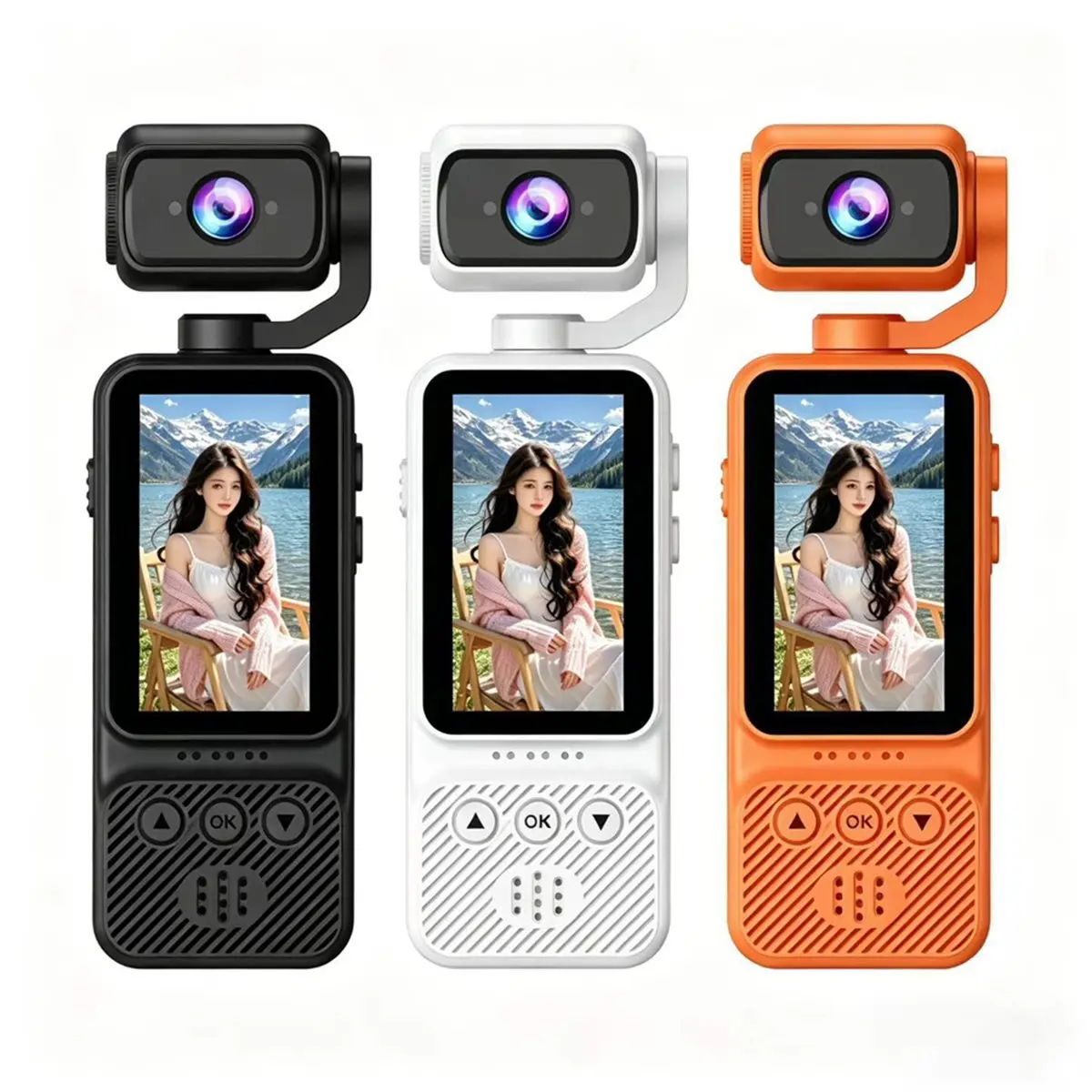 N05R 4K HD WiFi 액션 카메라, 180도 회전 렌즈, 자동 초점 기능 탑재, 여행용 드라이버 레코더 및 브이로그 촬영용, 8G 카드 C 포함
