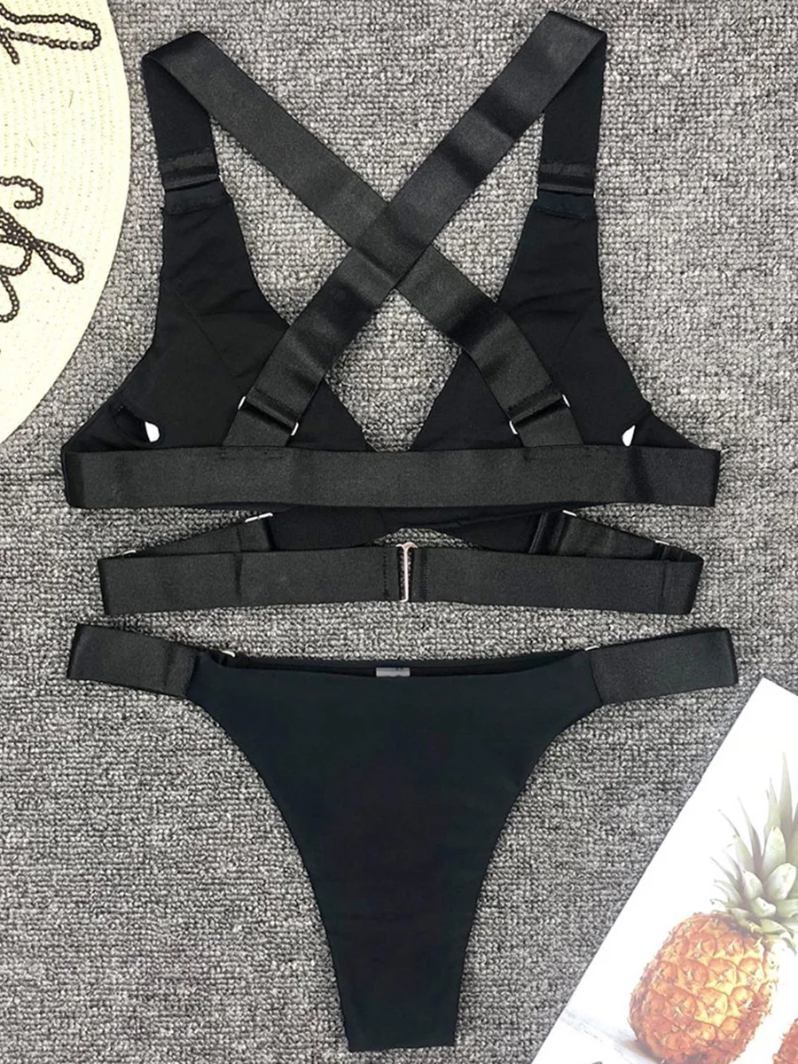 Sexy Adjust Buckle Bandage Vevlet Bikini 2024 Women Swimsuit Female Bikinis Swimwear Two Pieces Bikini set Bathing Suit Swim