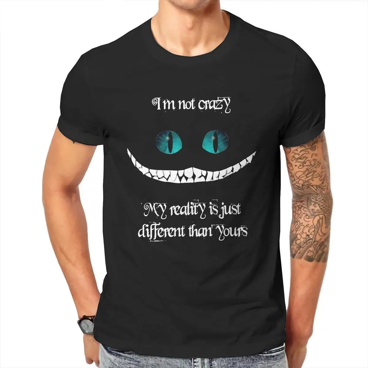 

Men's T-Shirts Evil Cat Leisure Pure Cotton Tee Shirt Short Sleeve Funny Cartoon T Shirts Round Neck Tops Gift Idea