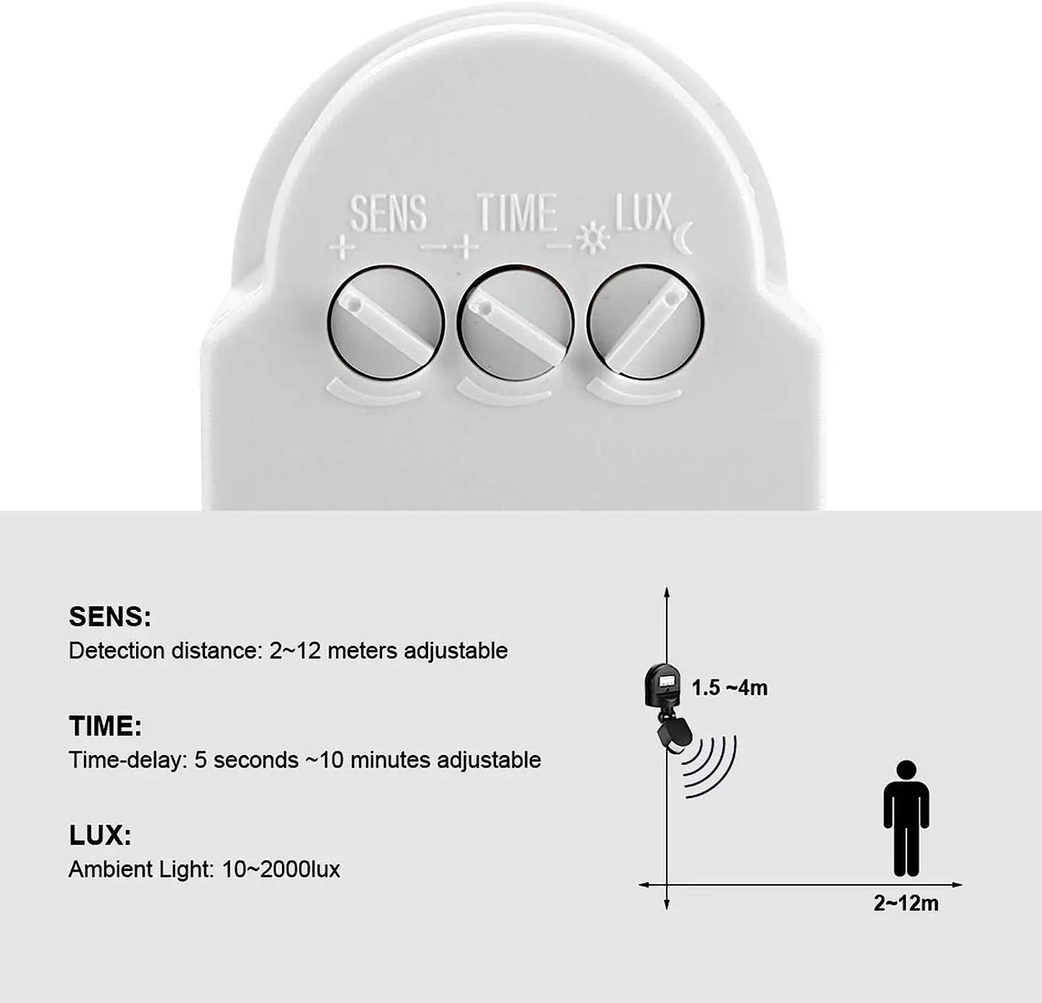 Motion Sensor Switch AC 85V-240V, Automatic Dusk to Dawn Infrared Body Motion PIR Sensor, 180 Degree Motion Sensor Detector