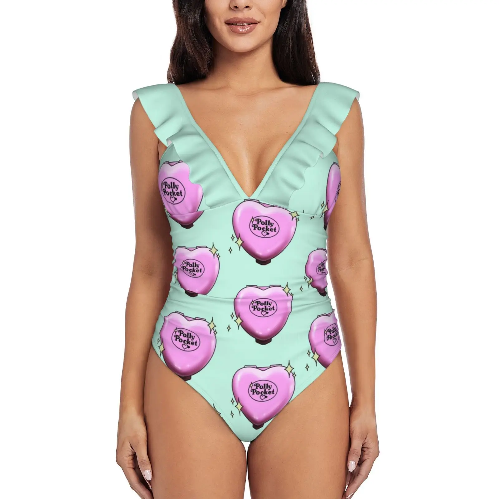 Polly Pocket Ruffle Costumi Da Bagno Delle Donne Di Un Pezzo Del Costume Da Bagno Monokini Push Up Costume Da Bagno Beachwear Polly Pocket 90S Anni No