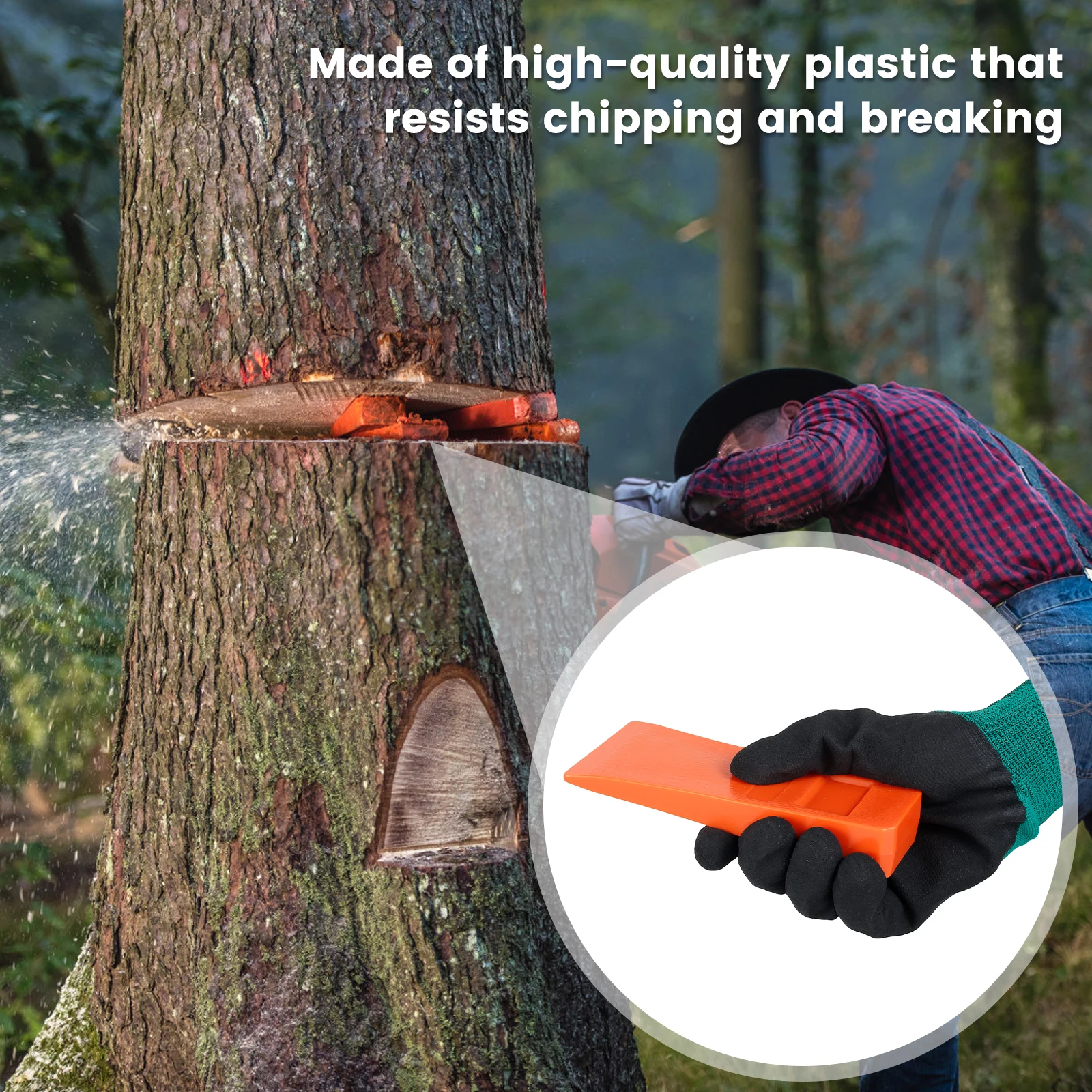 3Pcs Felling Wedges Wear Resistant Tree Cutting Wedges Logging Supplies Plastic Chainsaw Gloves Mesh Bag Tree Cutting Wedges