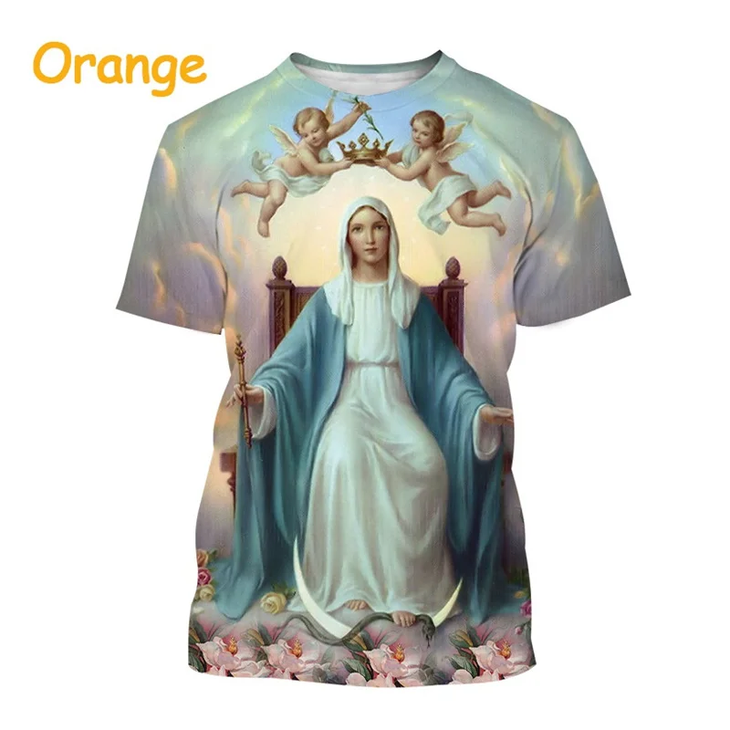 

Футболка унисекс с изображением Богородицы, модная рубашка с 3D-принтом Богородицы Девы Марии, христианская мать Бога, Топ в стиле Харадзюку
