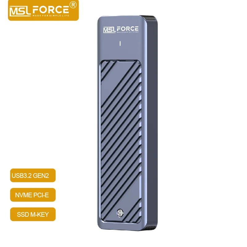 

Внешний накопитель MSLFORCE M.2 SSD, внешний накопитель NVMe USB3.2 Gen2 10 Гбит/с, высокоскоростной корпус SSD 2230/2242/2260/2280 M-key 4 ТБ