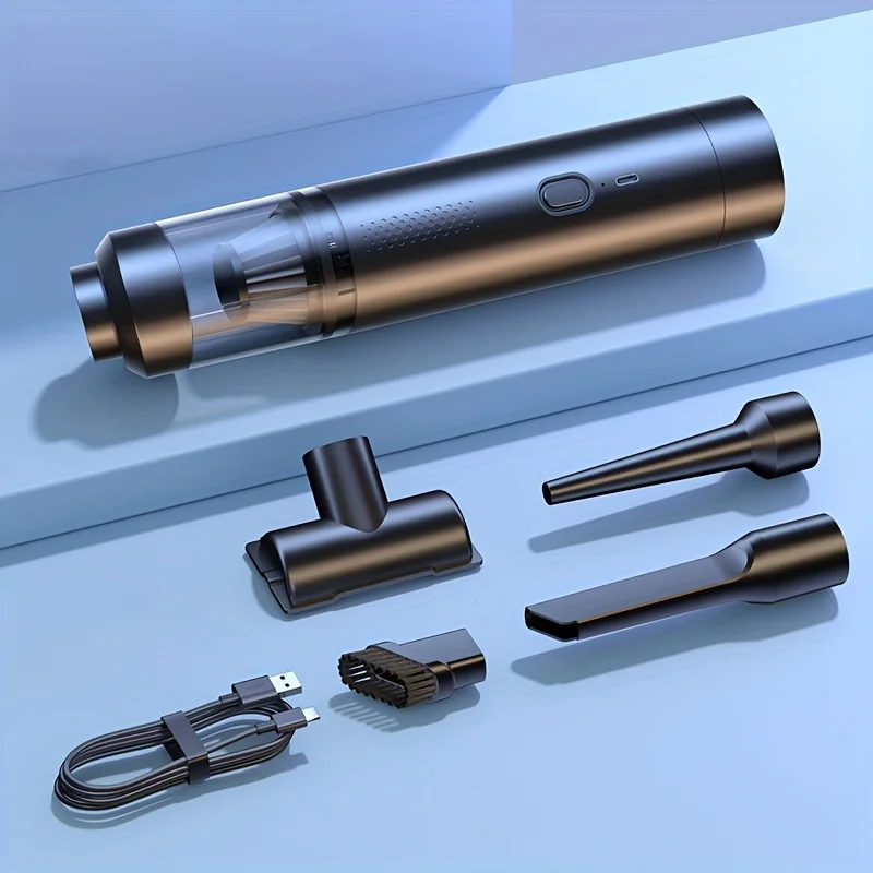 Przenośny ręczny odkurzacz samochodowy — bezprzewodowy, ładowany przez USB, o dużej mocy ssania, odpowiedni do użytku w domu i samochodzie