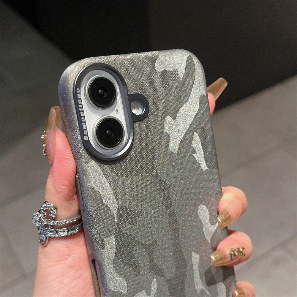 Camouflage Solid Color Bumper Phone Case with MagSafe and Wireless Charging Compatibility
