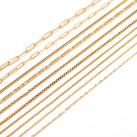 5pc 18K Gold Color PVD Plated Stainless Steel Cuba Cross O Ripple Twisted Chain Necklace Adjustable Chain DIY Necklace Wholesale 6