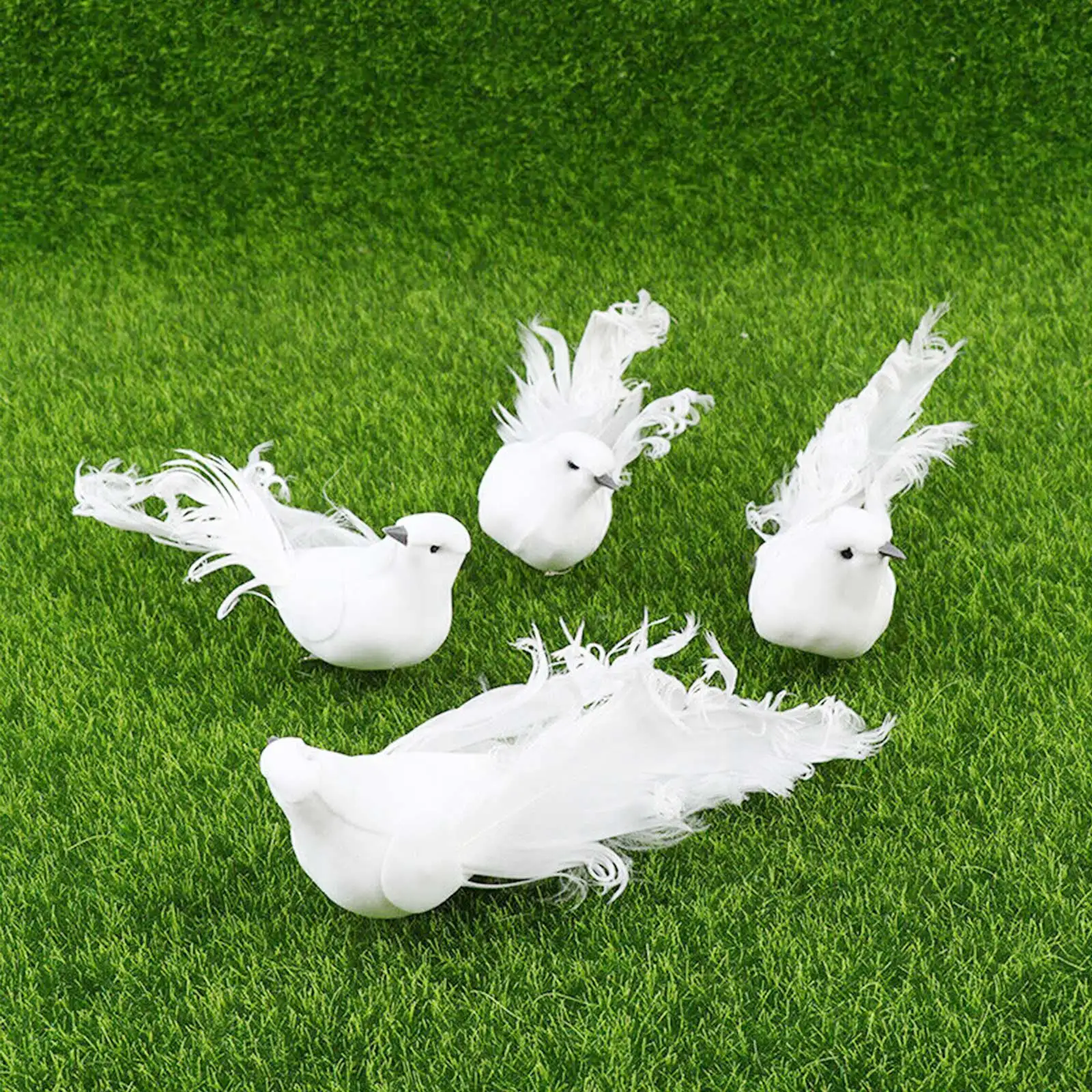 6 Colombe Decorativo In Schiuma – Piccioni Finti Con Piume, Per Giardino, 12x10 Cm