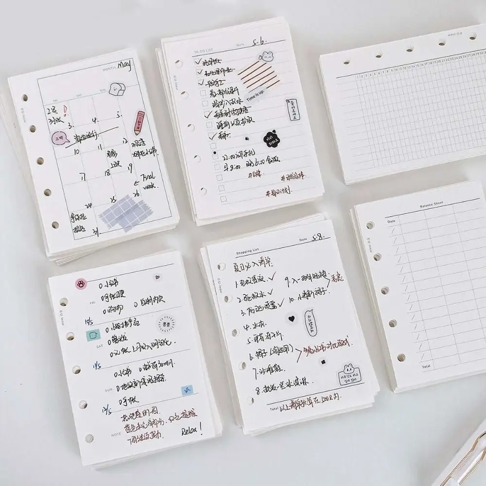 50Sheets M5 A8 Loose-Leaf Notebook Refill Paper 5-hole Line Grid Inner Refill Binder Paper Pages Daily Monthly Weekly Agenda - 4