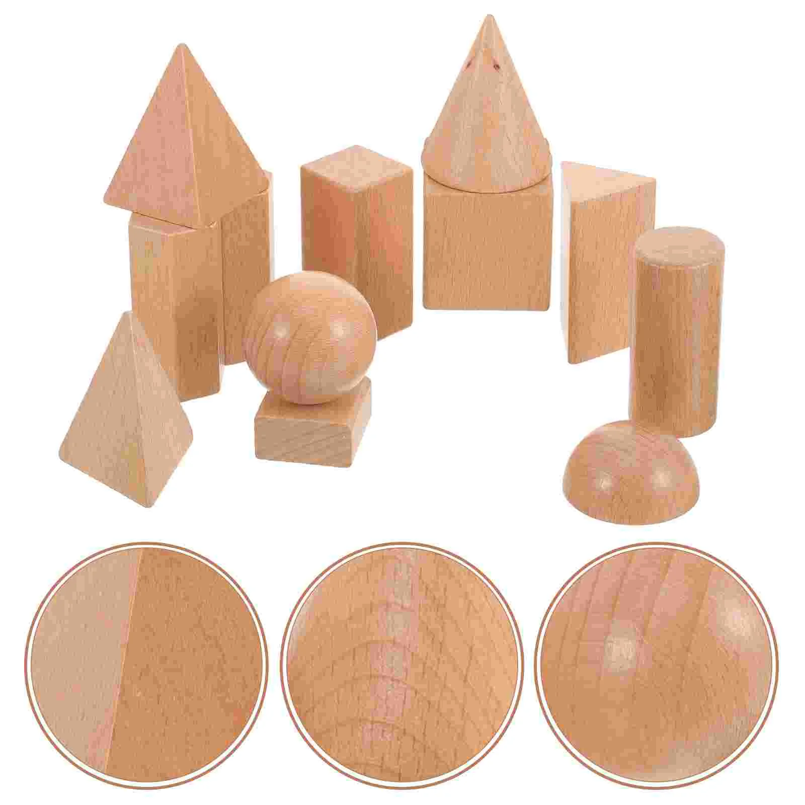 Jojofuny Toys 1 Sets 3D Shapes Geometric Solids Wooden Geometric Shapes Math Manipulatives Geometry Set Geo Blocks Preschool