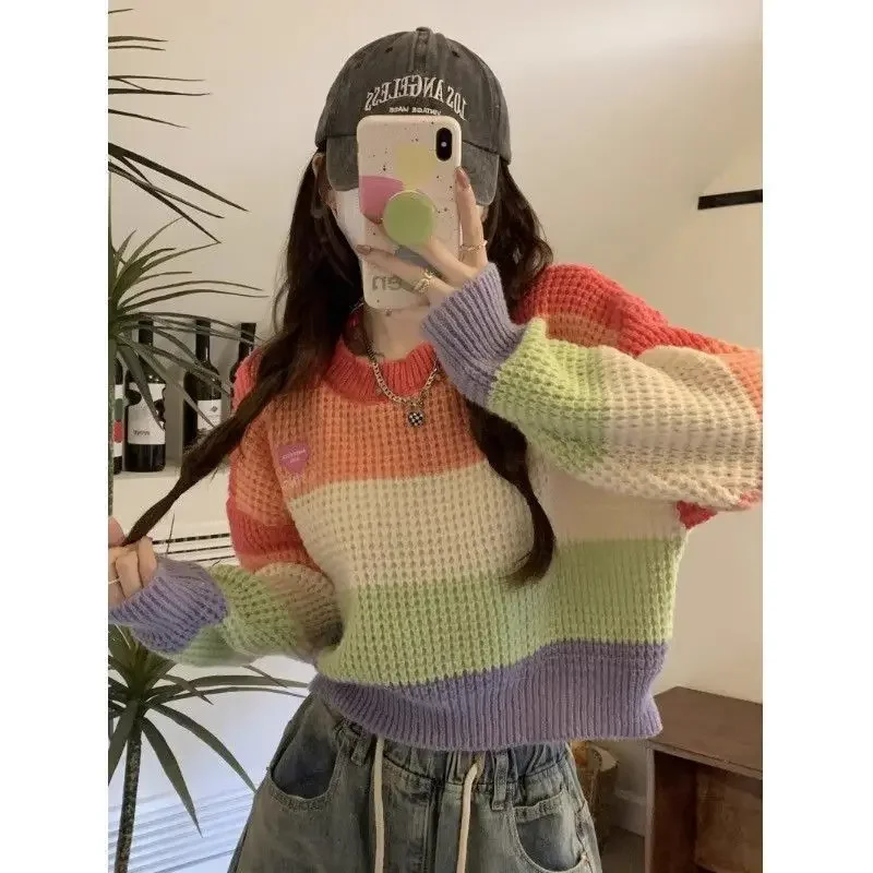 

2023 Autumn and Winter Fashion Women's Knitted Top Elegant O-neck Vintage Knitted Top Warm Temperament Women's Sweater Jumper