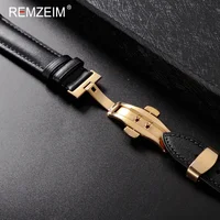Bracelet de montre en cuir 18mm 20mm 22mm, bracelet de remplacement décontracté pour hommes et femmes avec fermoir papillon automatique 6