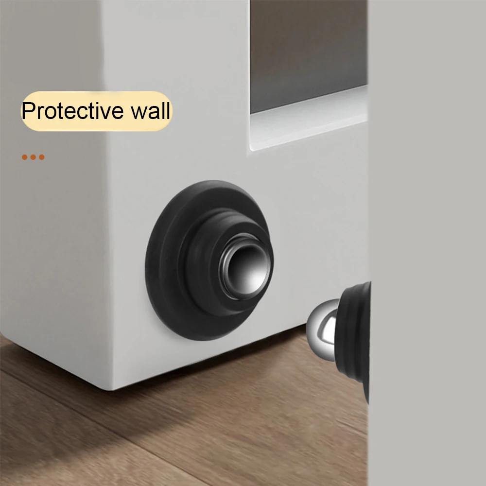 Door Stops New Silicone Door Stops Stainless Steel Magnetic Non Punch Door Stopper Wall Mounted Holder Furniture Hardware