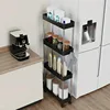 4 Layer Bathroom Storage Rack with Wheels Rolling Utility Cart Home Storage Organizer Multi-purpose Corner Shelf 1