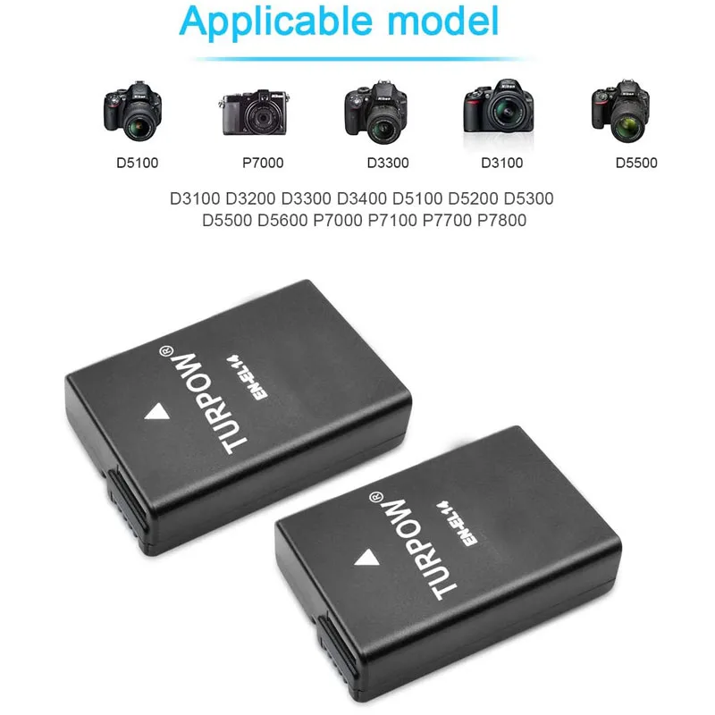 Magolin EN-EL14 EN EL14A Battery 2-Pack 1500mAh Li-ion Batteries Compatible With Nikon D3100 D3200 D3300 D3400 D3500 D5100 D5200 D5300 D5500 D5600 DF Coolpix P7000 P7100 P7700 P7800 - Foto 7