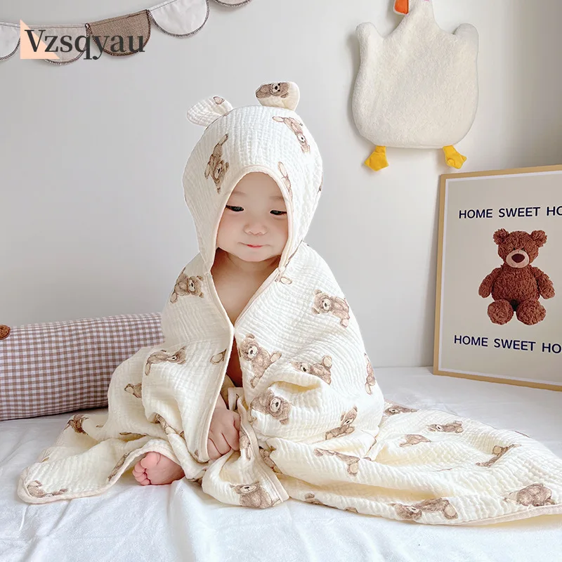 

Baby Kids Hooded Bath Towel Cape Cartoon Print Bathrobe Wrap Blanket Soft Cotton Absorbent Cloak Poncho Robe for Children Toddle