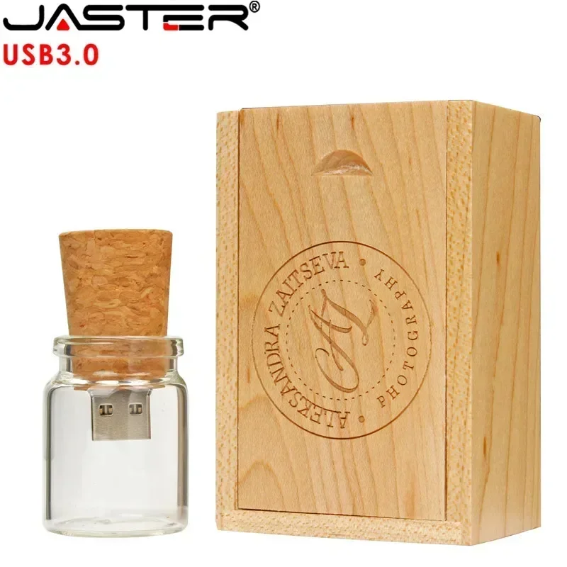 USB Flash Drive Flash Drive JASTER USB 3.0 U Disk Glass Drift Bottle With Cork 4GB 8GB 16GB 32GB 64GB 128GB Wedding Gift