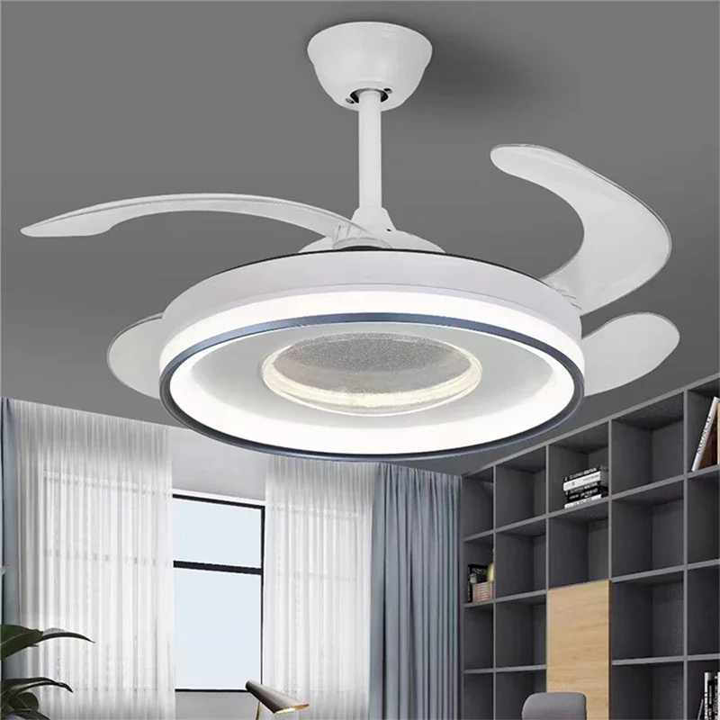 BERTH Modern Stealth Fan Light LED Living room Restaurant Bedroom Children's room Ceiling Fan Light Remote Electric