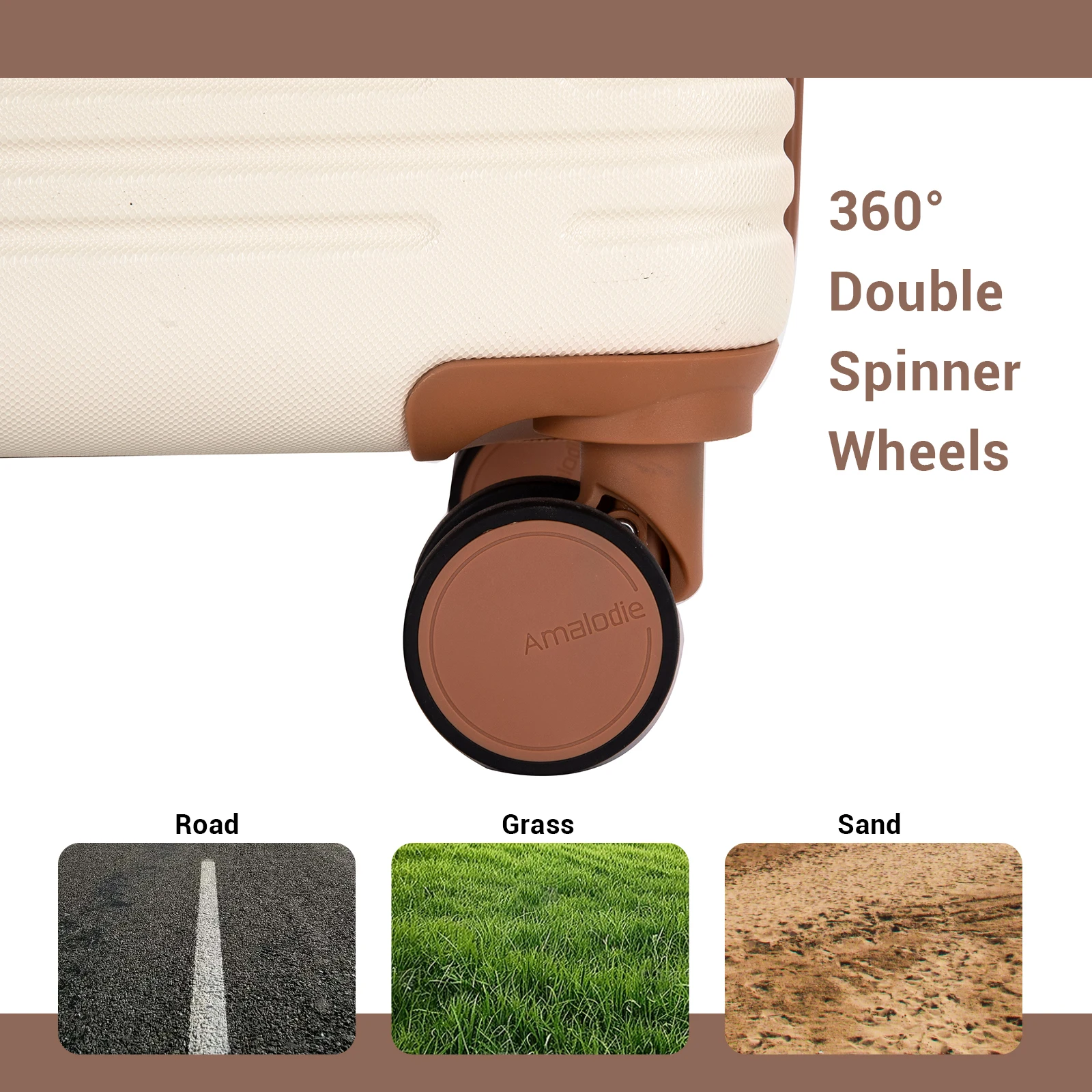 Luggage Sets 3-Piece Suitcases with Double Spinner Wheel,Suitcase Set ABS Hard Case Luggage with TSA Lock 5