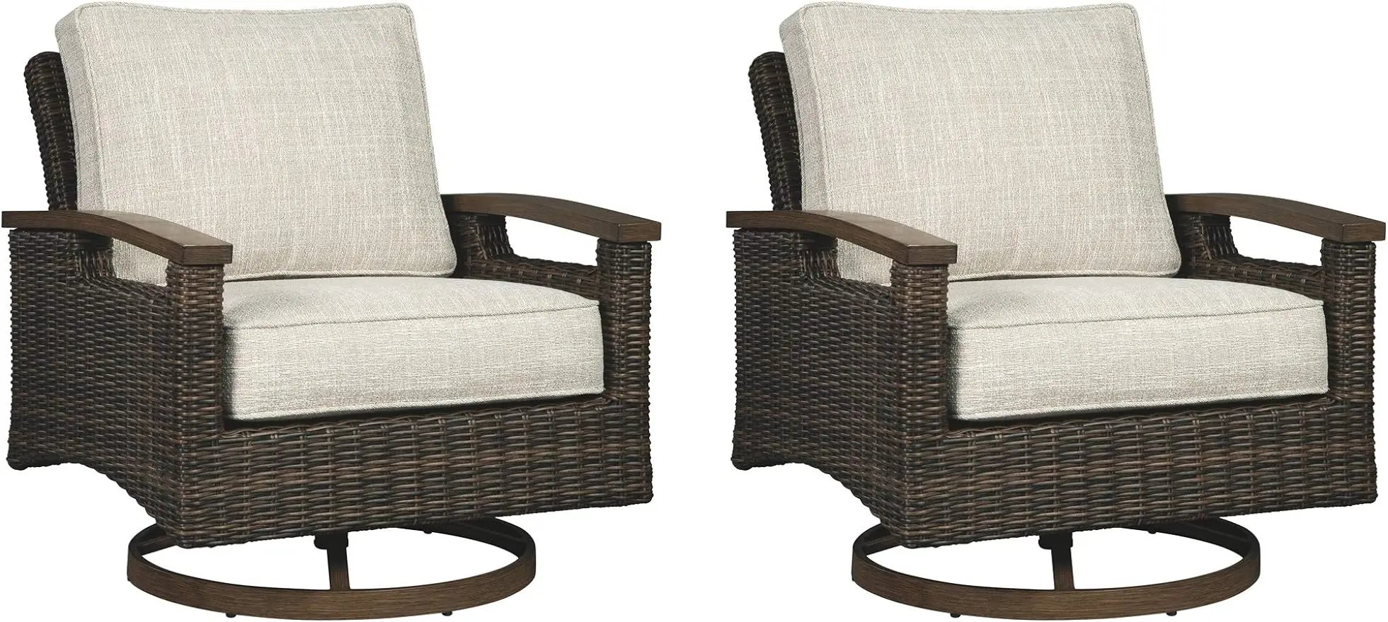 

Фирменный дизайн от Ashley Paradise Trail, набор поворотных мягких стульев для отдыха на открытом воздухе, 2 предмета, бежевый цвет