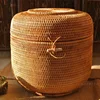 Multifunction Tea Caddy Hand Woven Rattan Storage Basket Organizadores for Sundries Jewelry Tea Ornaments Food Storage Container 1