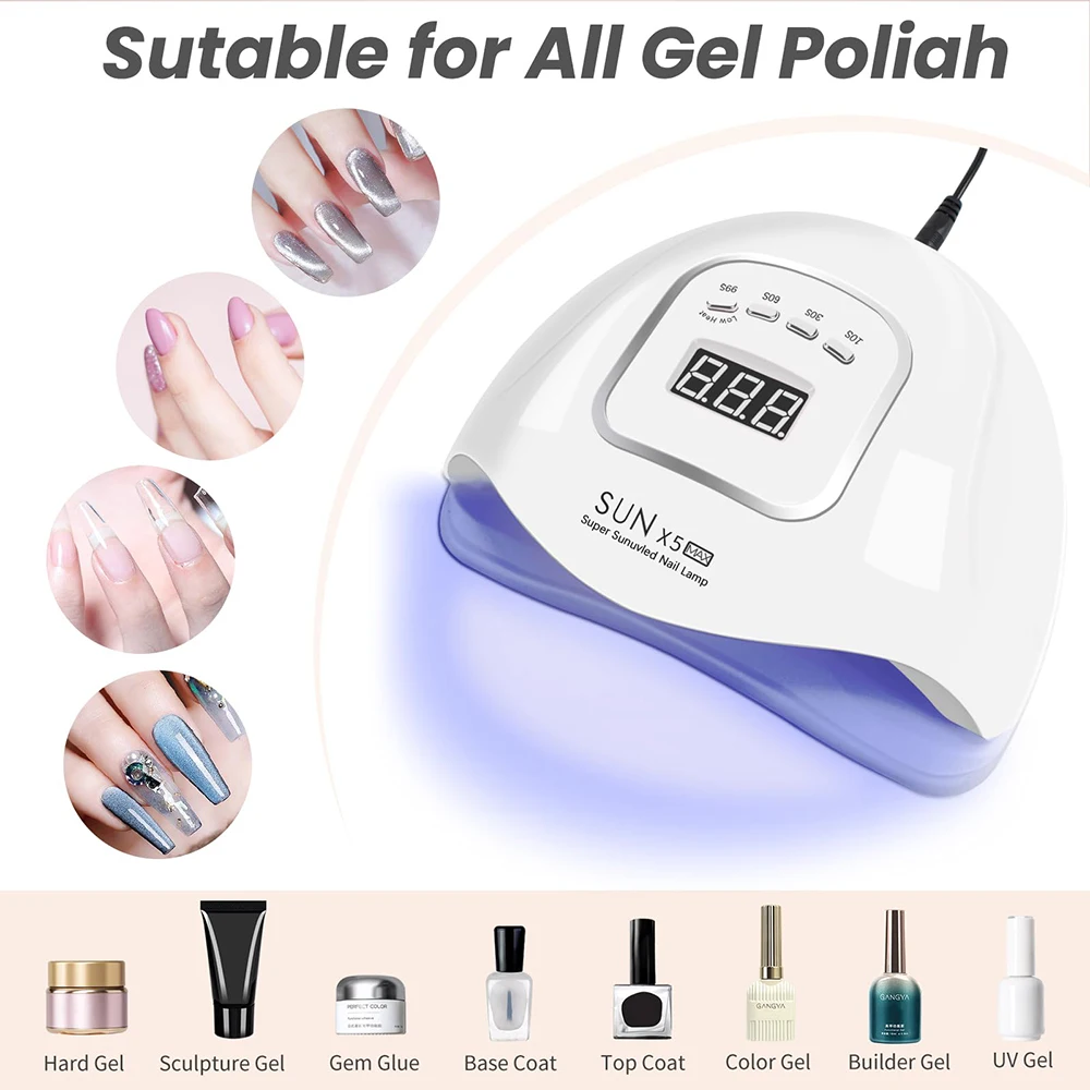 YIKOOLIN UV LED Nail Lamp Professional Nail Dryer Gel Polish Light UV Nail Light with 4 Timer Setting Curing Gel Toe Nails 6