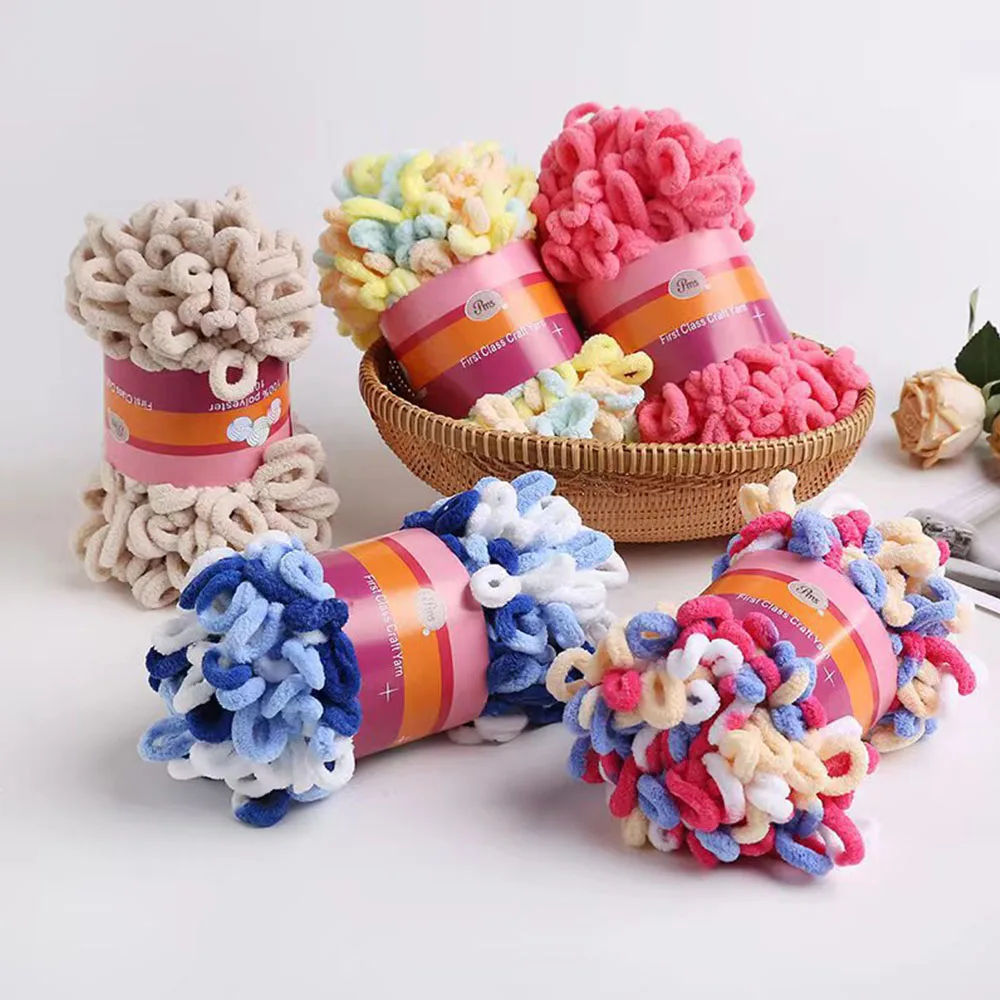100g Fun Finger Loops Yarn Handcrafted Thick Wool Polyester Yarn No Need Hook or Needles Loop Yarn Perfect for Crafting Blankets 4