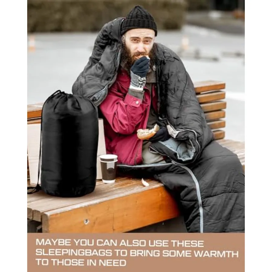 Winter Camping Sleeping Bag Set With Gloves And Beanie Hat_voghion.com