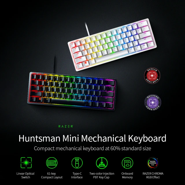 Razer Huntsman Mini Gaming Mechanical Keyboard Clicky Optical/linear Switch  61 Keys Wired Rgb Keyboard For Pc Gamer Balck/silver - Keyboards -  AliExpress