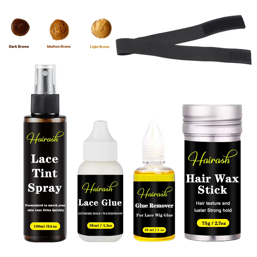 Lace Glue Waterproof For Lace Front Wig + Plant Glue Remover + Hair Wax Stick + Lace Tint Spray