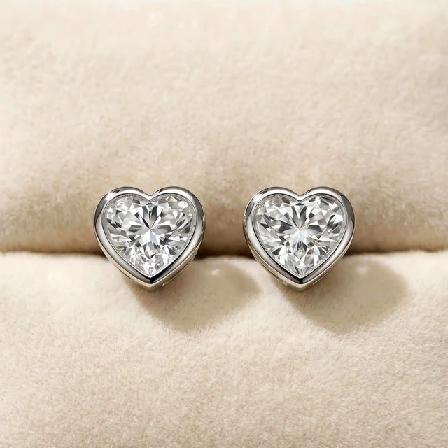 BXINY – boucles d'oreilles en moissanite à taille cœur, 100% argent S925, 0,5 ct, clous d'oreilles en diamant pour femmes, cadeau de mariage, bijoux fins