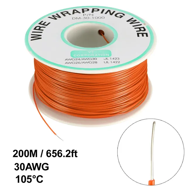 250 Meters Black Tinned Copper Wire - 30AWG Single-Core Electrical Wrapping Wire, 0.25mm Diameter - View #3
