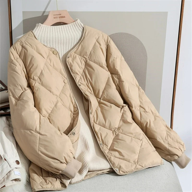 

Autumn Winter Solid Down Lightweight Female Loose Cotton Padded Jacket Casual Puffer Women Clothing