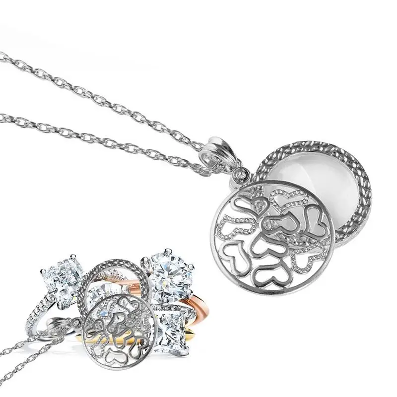 Collana Con Lente D'Ingrandimento 6x Unisex - Pendente Monocolo In Argento Con Catena 90 Cm - Pratica E Originale