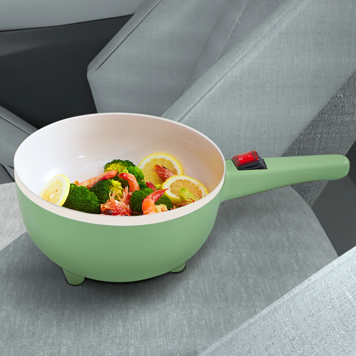 24V Multifunction Electric Frying Pan Steamer Home Appliance Portable for Truck RV Camper and Camping 2