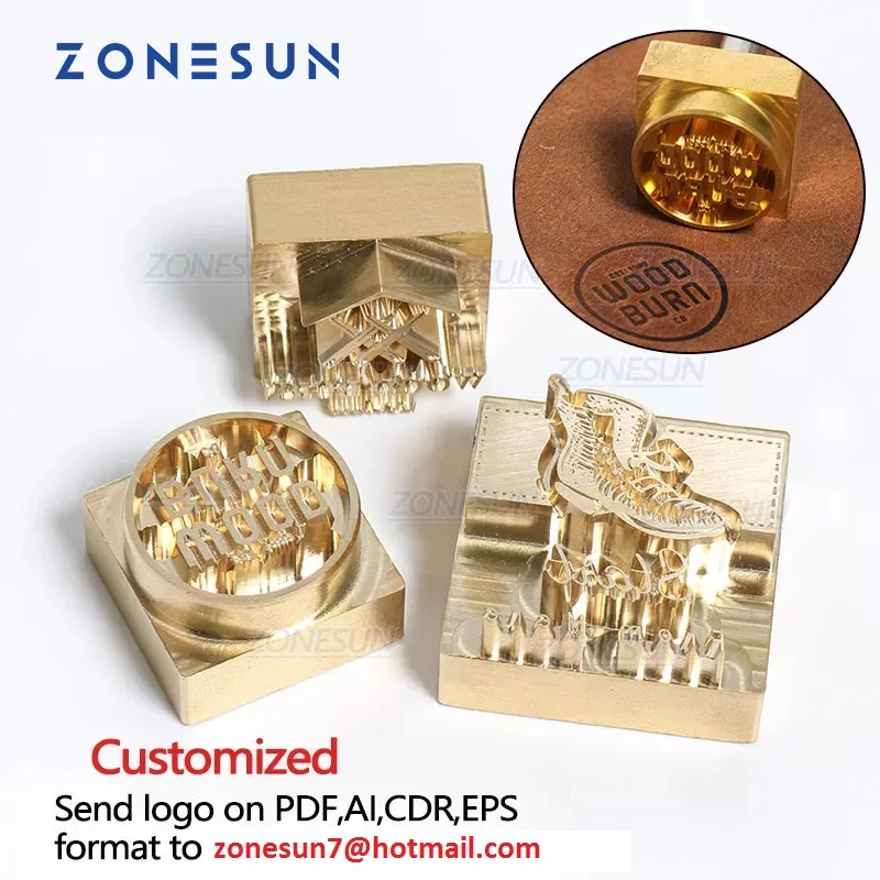 

ZONESUN 20MM Customized Stamp Branding Logo Embossing Hot Staming Leather Stamping Mold For Leather Wood individuality Burning