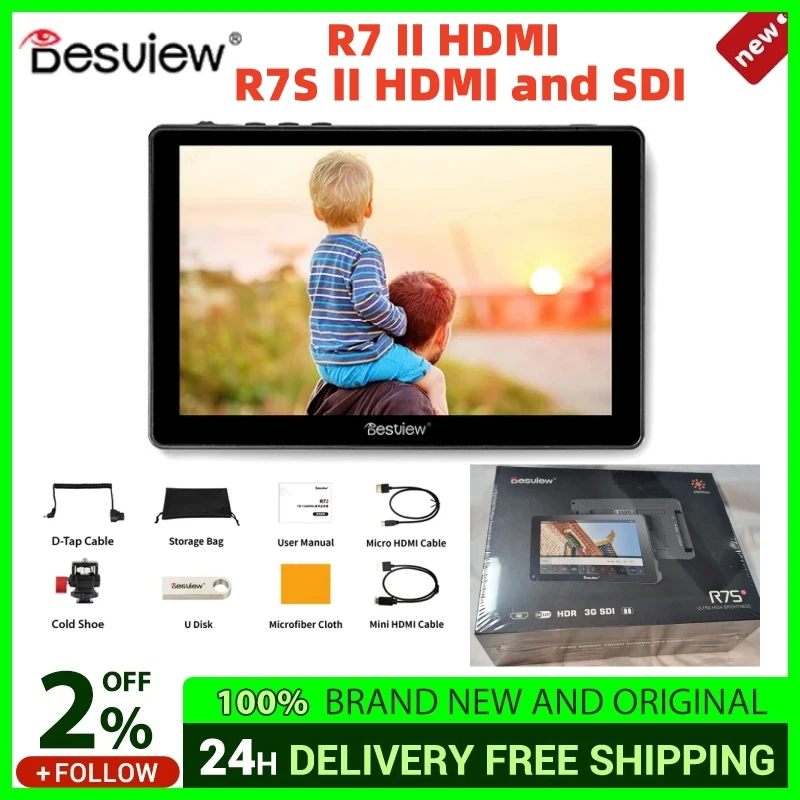 Desview Bestview R7 II R7S II Monitor 4K 7inch Display Monitor SDI HDMI 3D LUT HDR Touch Screen on Camera for DSLR Camera