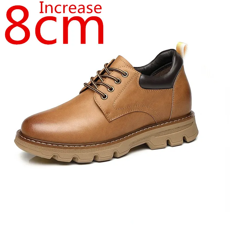 

Invisible Heightening Outdoor Work Shoes Men New Daily Casual Increase 8cm Shoes Cowhide Breathable Men's Elevator Leather Shoes