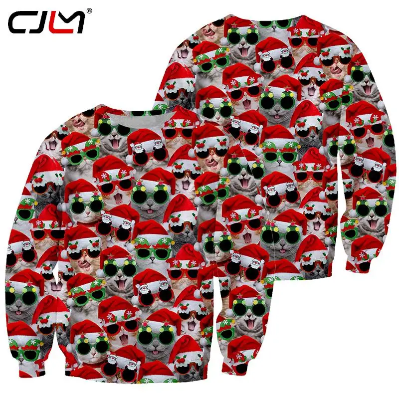 

CJLM 3D Print Fashion Men/women Crewneck Autumn Winter Harajuku Wholesale Sweatshirt Custom Lovely Xmas Kitty Long Sleeve Shirt