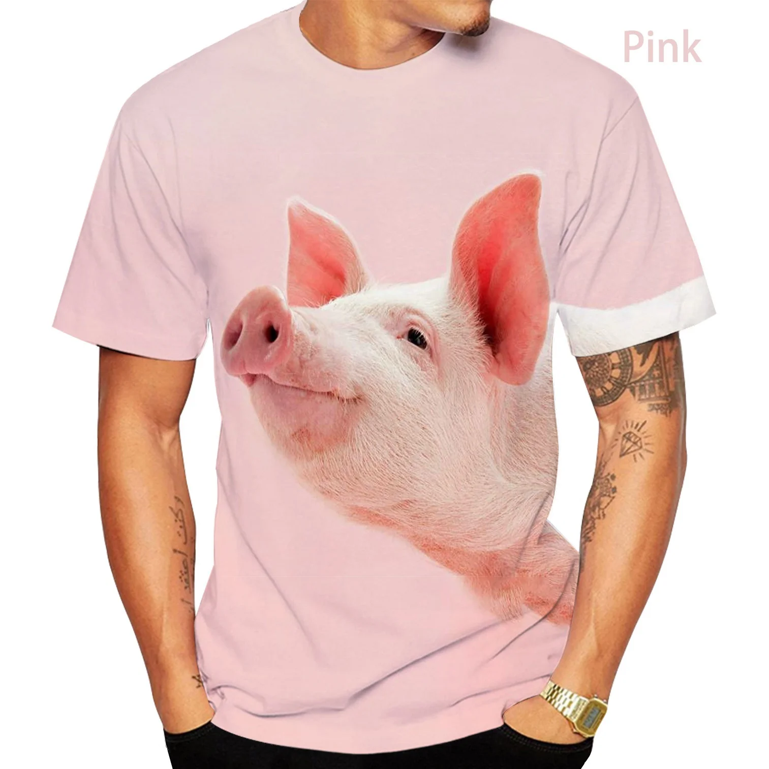 

2022 Men/Women Tops Summer Pullover Tees Newest Pig 3D Printing T Shirt Unisex Funny Short Sleeved Tees