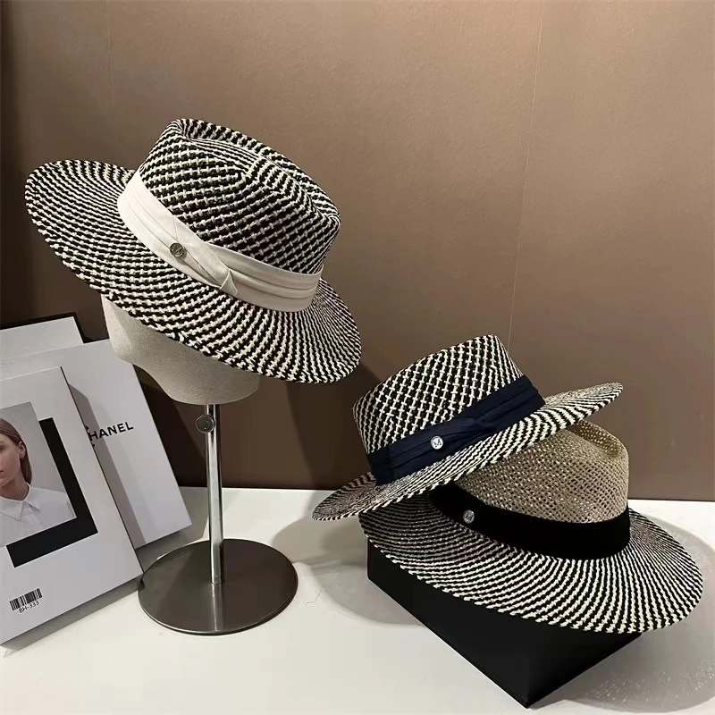 

Hard paper straw hat tri-fold with accessories sun hat beach hat men and women punk style anti-UV hat 여름모자 sombrero mujer