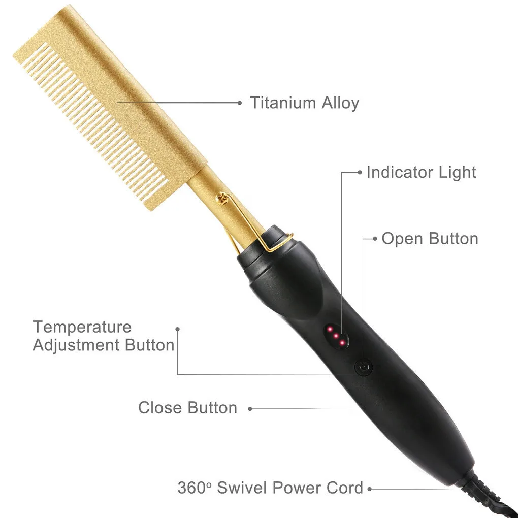 Hot Comb Hair Straightener Brush Hot Comb Pressing Electric Heat electric hair brushes Styling Tools 5