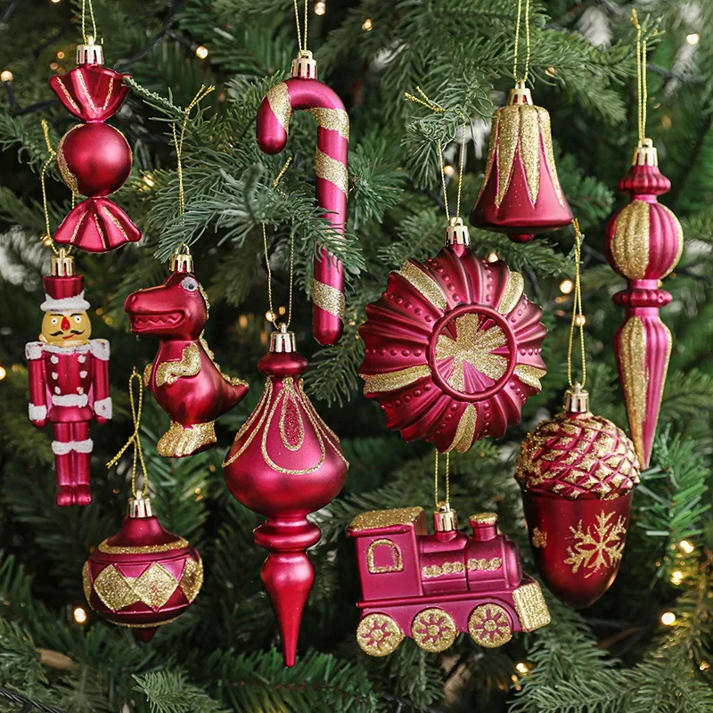 2/3pcs Plastic Red Christmas Tree Hanging Ornament Balls Xmas Noel Decorations Navidad Supplies Home Party New Year Decor