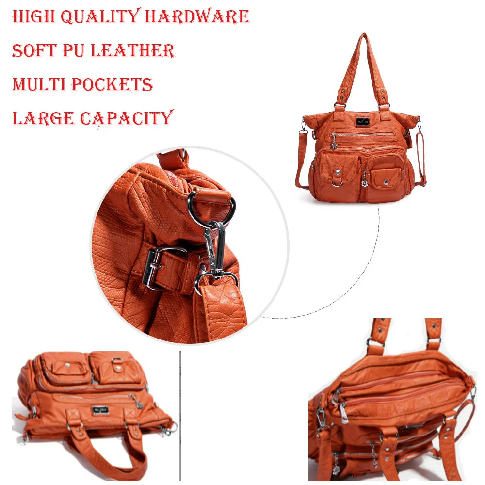 Capreze Women Crossbody Bag Multi Pockets Shoulder Bags Large Capacity PU  Leather Purse Zipper Ladies Waterproof Hobo Retro Adjustable Strap Gold 