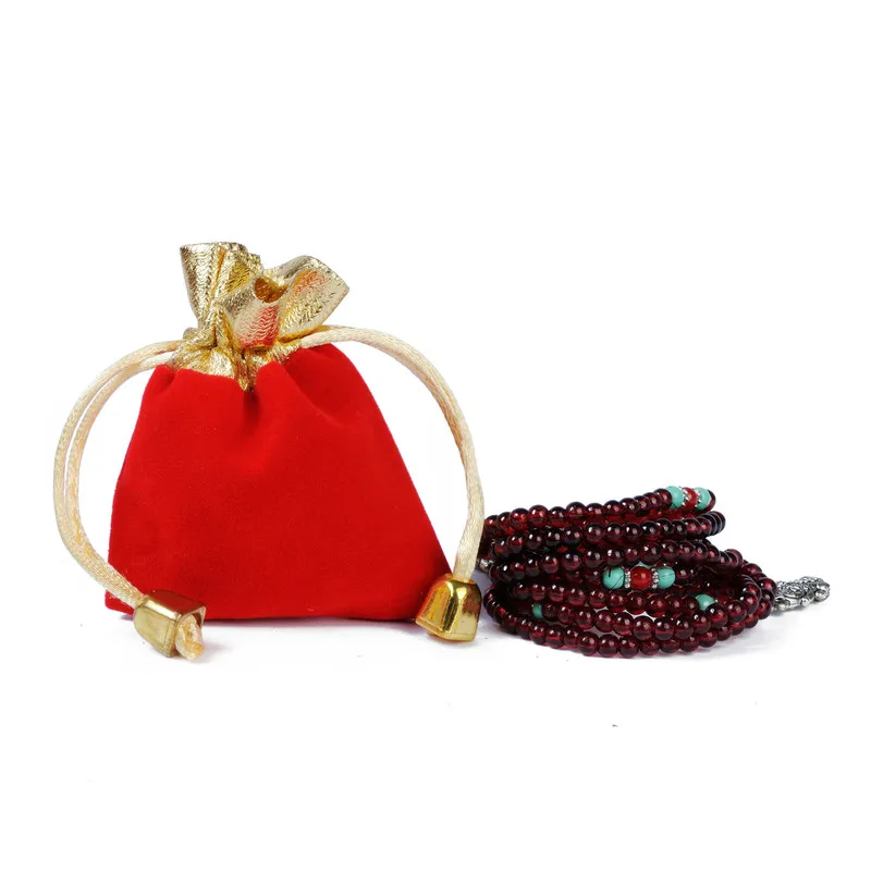 50pcs/lot Gold Velvet Pouches 7x9 10x12 12x16 15x20cm Drawstring Bag With Beads Wedding Party Gift Packaging Bags Custom Logo