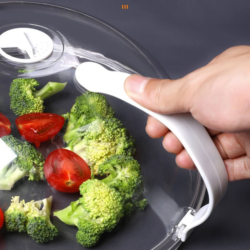 Microwave Splash Cover Handle High Temperature Resistant Microwave Guard Lid Transparent Food Heating Cover Steam Vent microwave food cover microwave dust cover