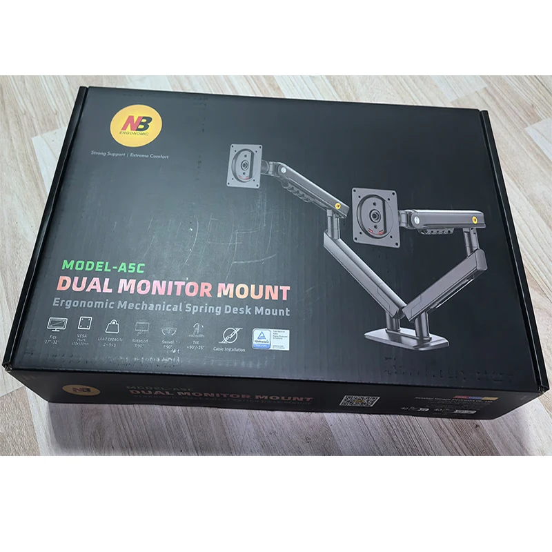 인체공학적 기계식 스프링 듀얼 모니터 암 17-32인치 데스크탑 모니터 홀더 2-9kg 모니터 마운트 NB A5C