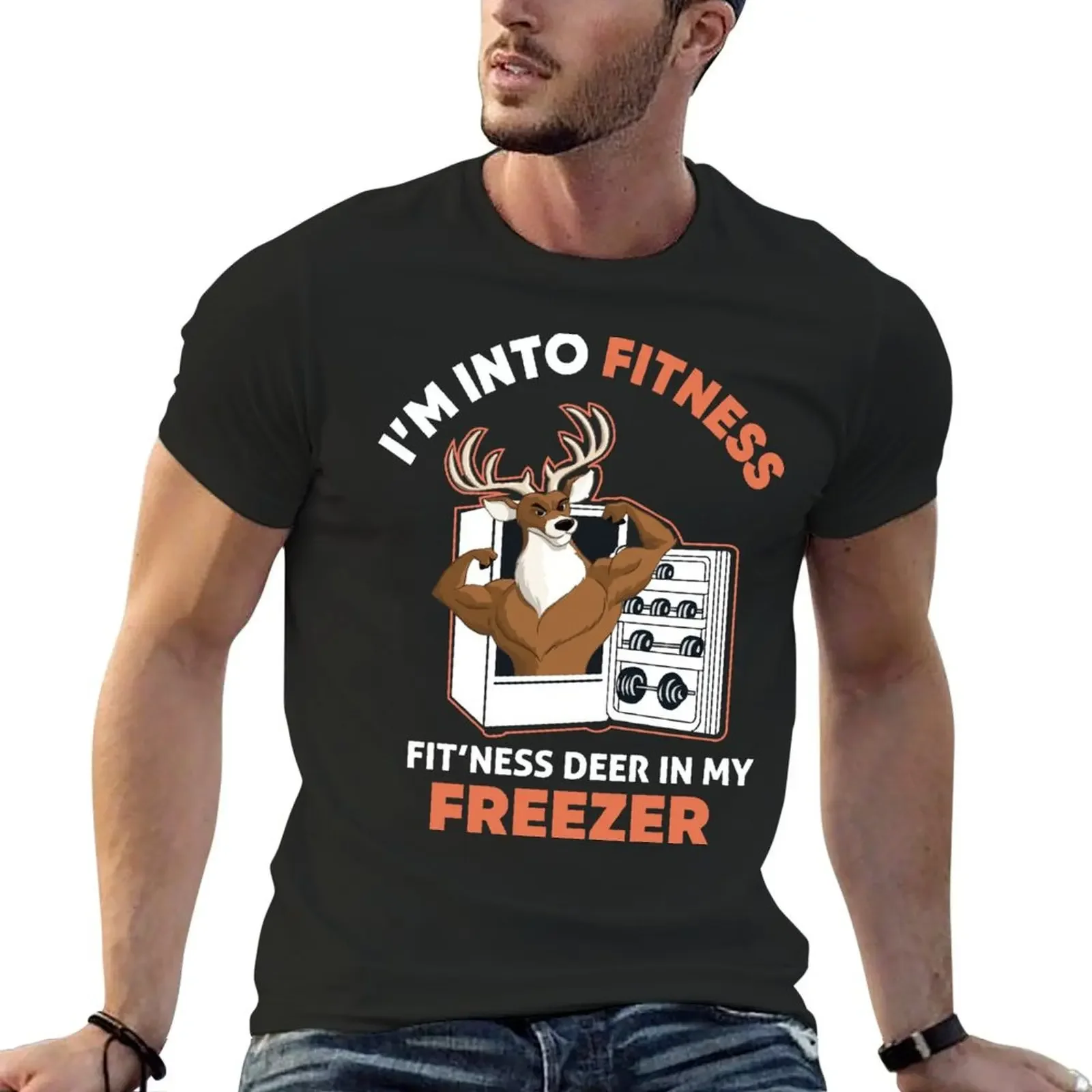 

I'm Into Fitness Fit'Ness Deer In My Freezer Funny Hunter T-shirt plain customs design your own funnys sweat shirts, men