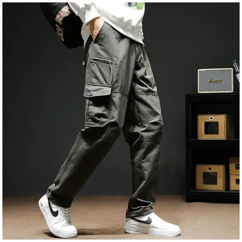 thumbnail image 1 of Pantalones de camuflaje multibolsillos de gran tamaño para hombre, pantalones cargo de camuflaje de alta calidad estilo Harajuku Emo con múltiples bolsillos y corte regular para hombre, 1 of 5